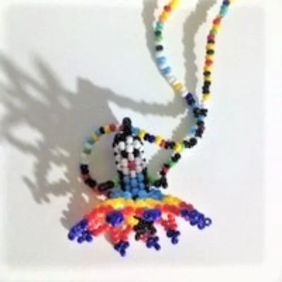 Vintage Handmade Seed Beaded Doll Skirt Necklace - Picture 3 of 6